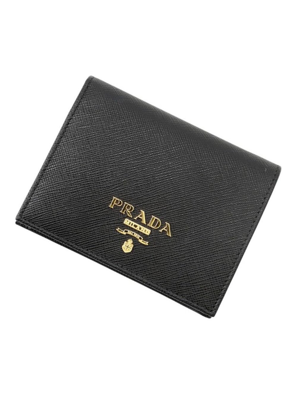 Prada Bifold Wallet Saffiano Multicolor Compact Black